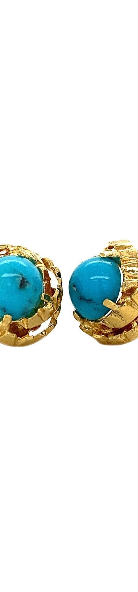 Vintage 18K Gold Stud Earrings with Turquoise
